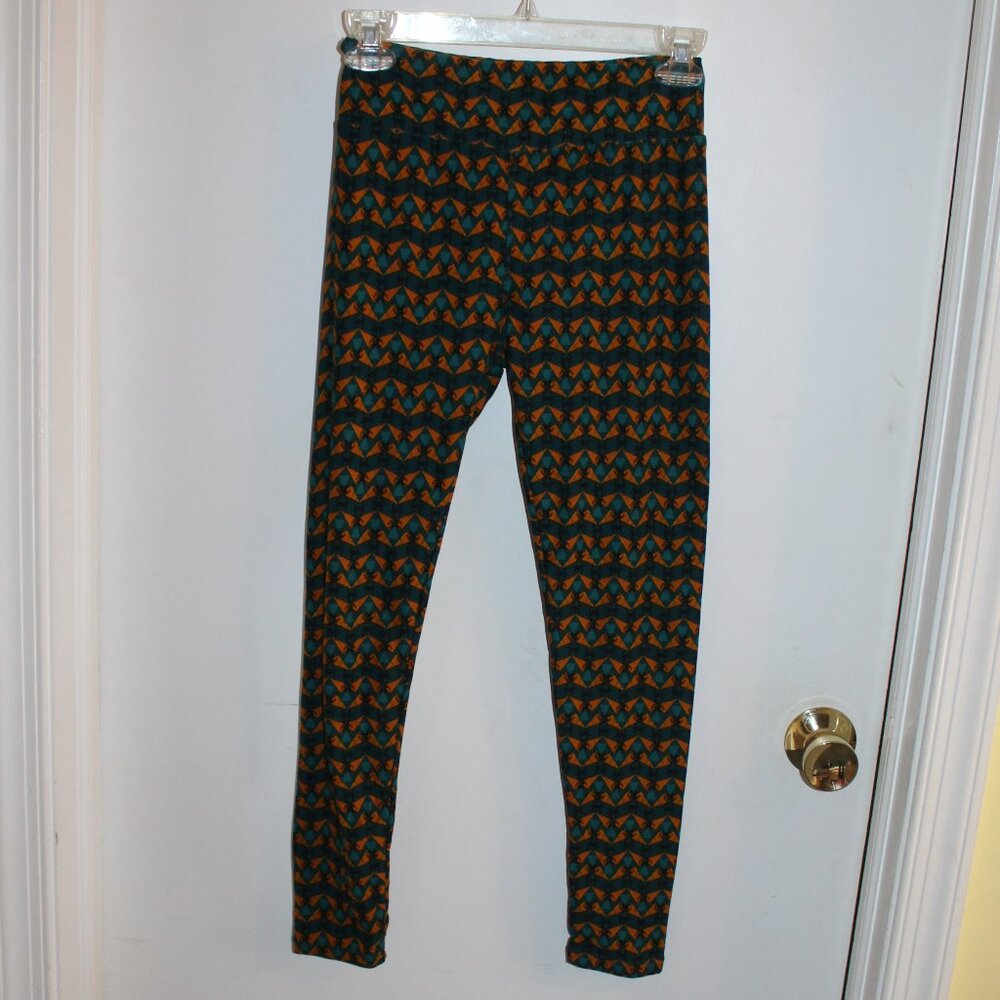LuLaRoe Leggings Soft - Green/orange Triangles